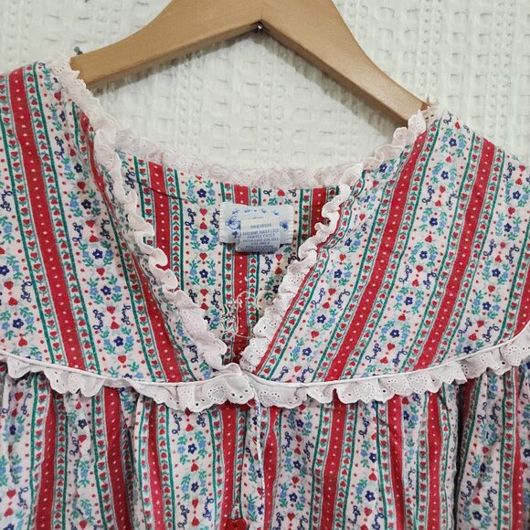 Vintage Grannycore Cottagecore Lace Collar Striped Nightgown Large - Picture 8 of 13
